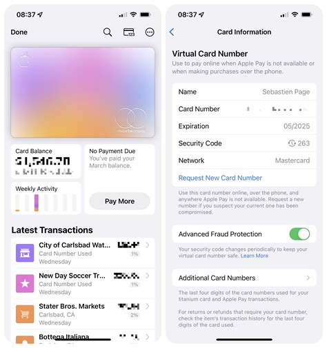 apple credit card virtual numbers